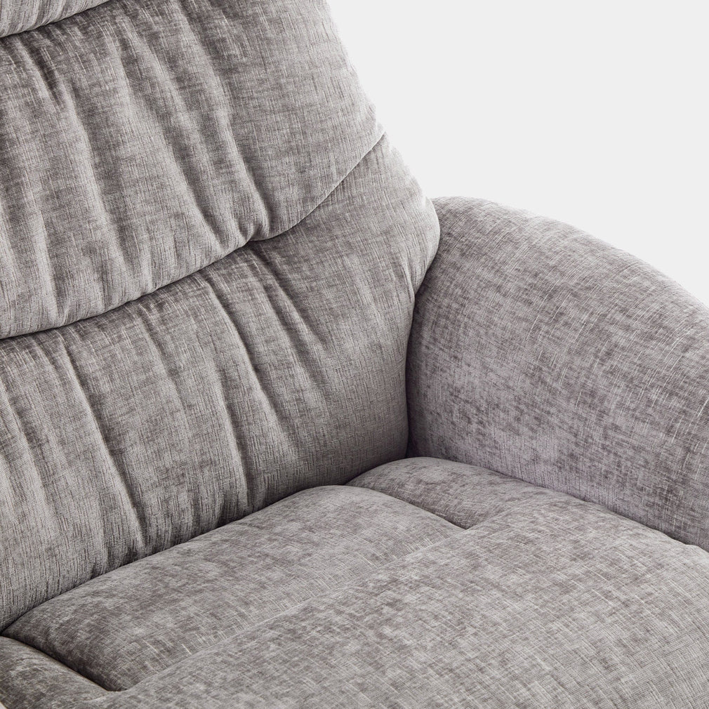 Alberta - Swivel Recliner Chair & Stool In Fabric Cloud, Black Base
