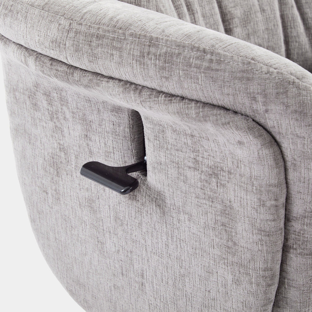 Alberta - Swivel Recliner Chair & Stool In Fabric Cloud, Black Base