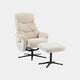 Alberta - Swivel Recliner Chair & Stool In Fabric Barley, Black Base