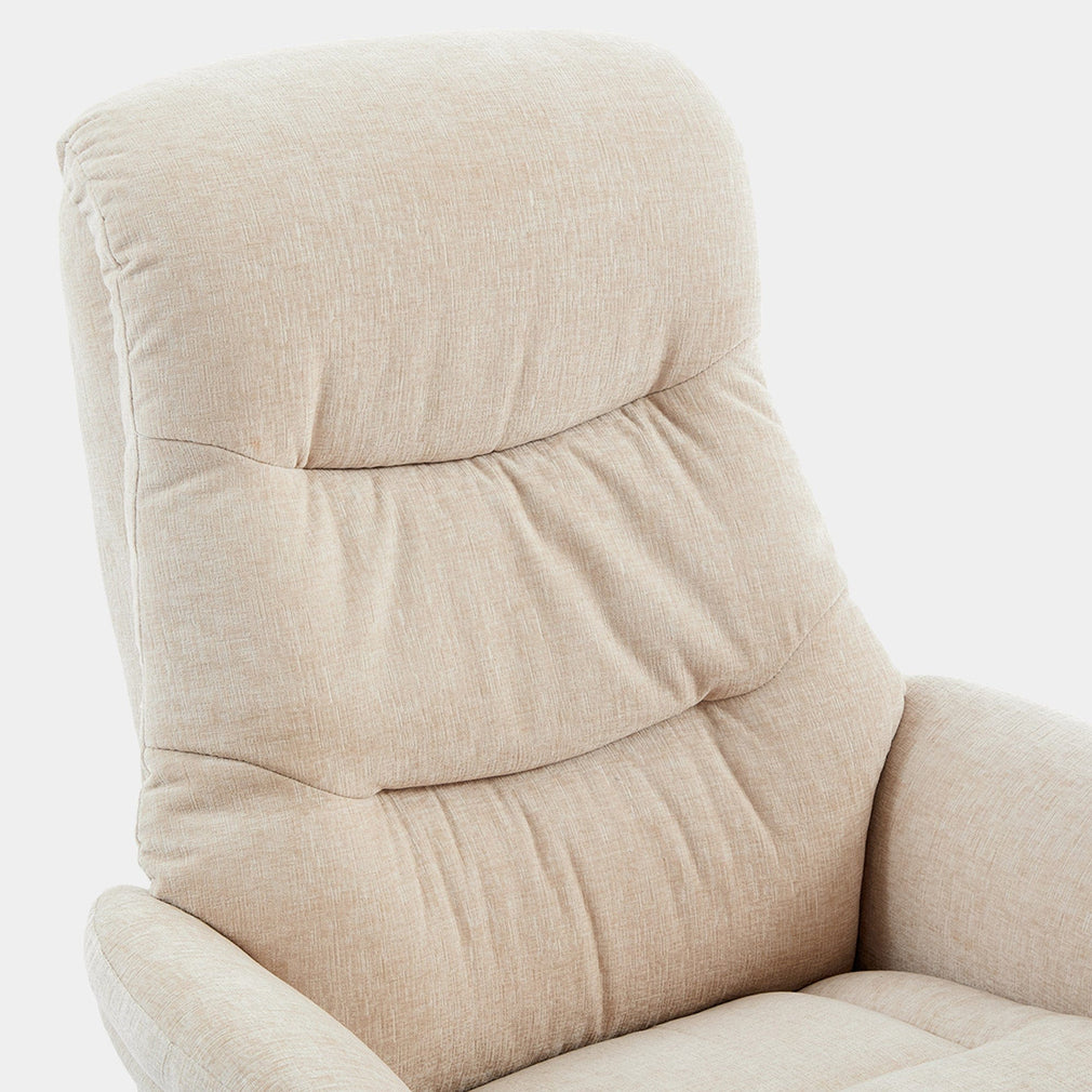 Alberta - Swivel Recliner Chair & Stool In Fabric Barley, Black Base