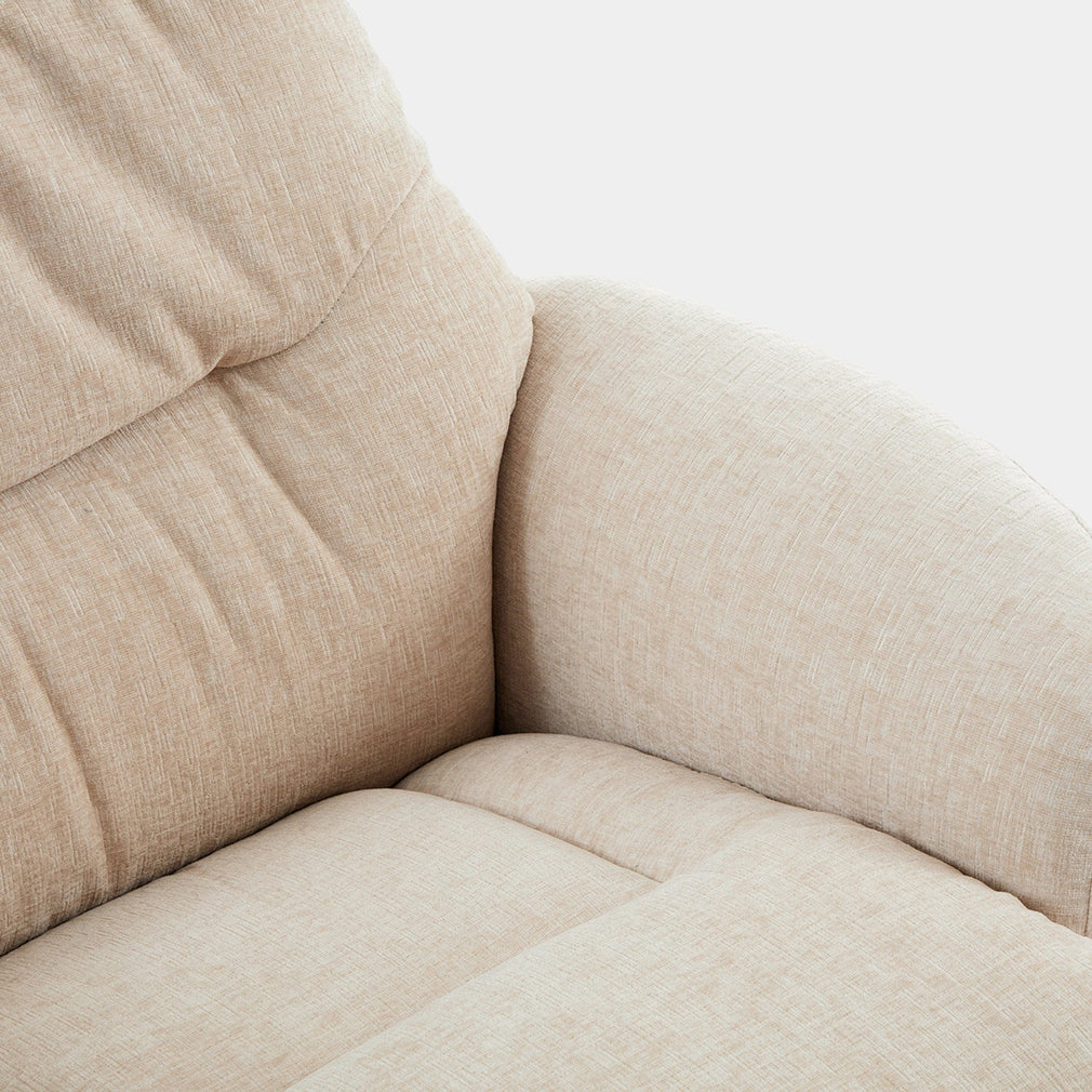 Alberta - Swivel Recliner Chair & Stool In Fabric Barley, Black Base