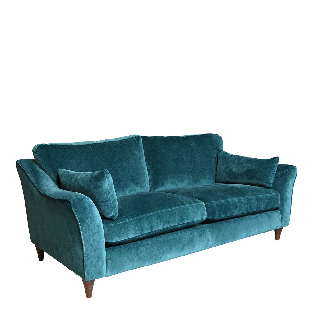 3 Seat Sofa In Fabric Manhattan Kingfisher With Burnished Feet