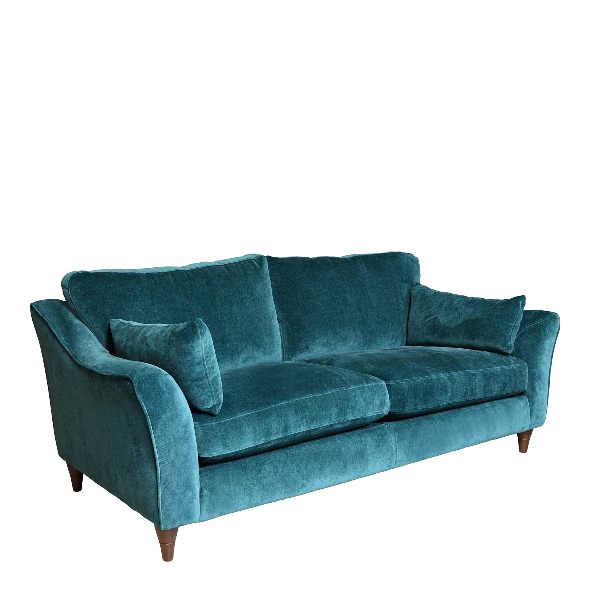 3 Seat Sofa In Fabric Manhattan Kingfisher With Burnished Feet