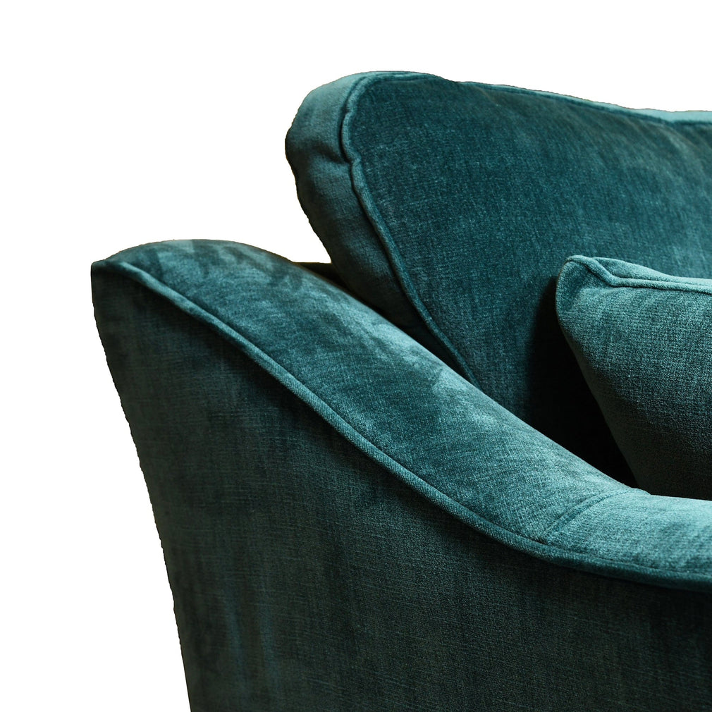 3 Seat Sofa In Fabric Manhattan Kingfisher With Burnished Feet
