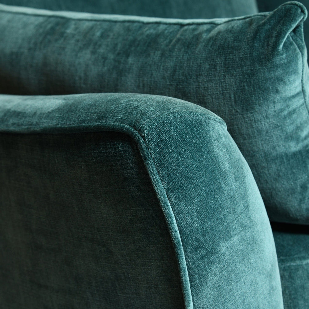 3 Seat Sofa In Fabric Manhattan Kingfisher With Burnished Feet