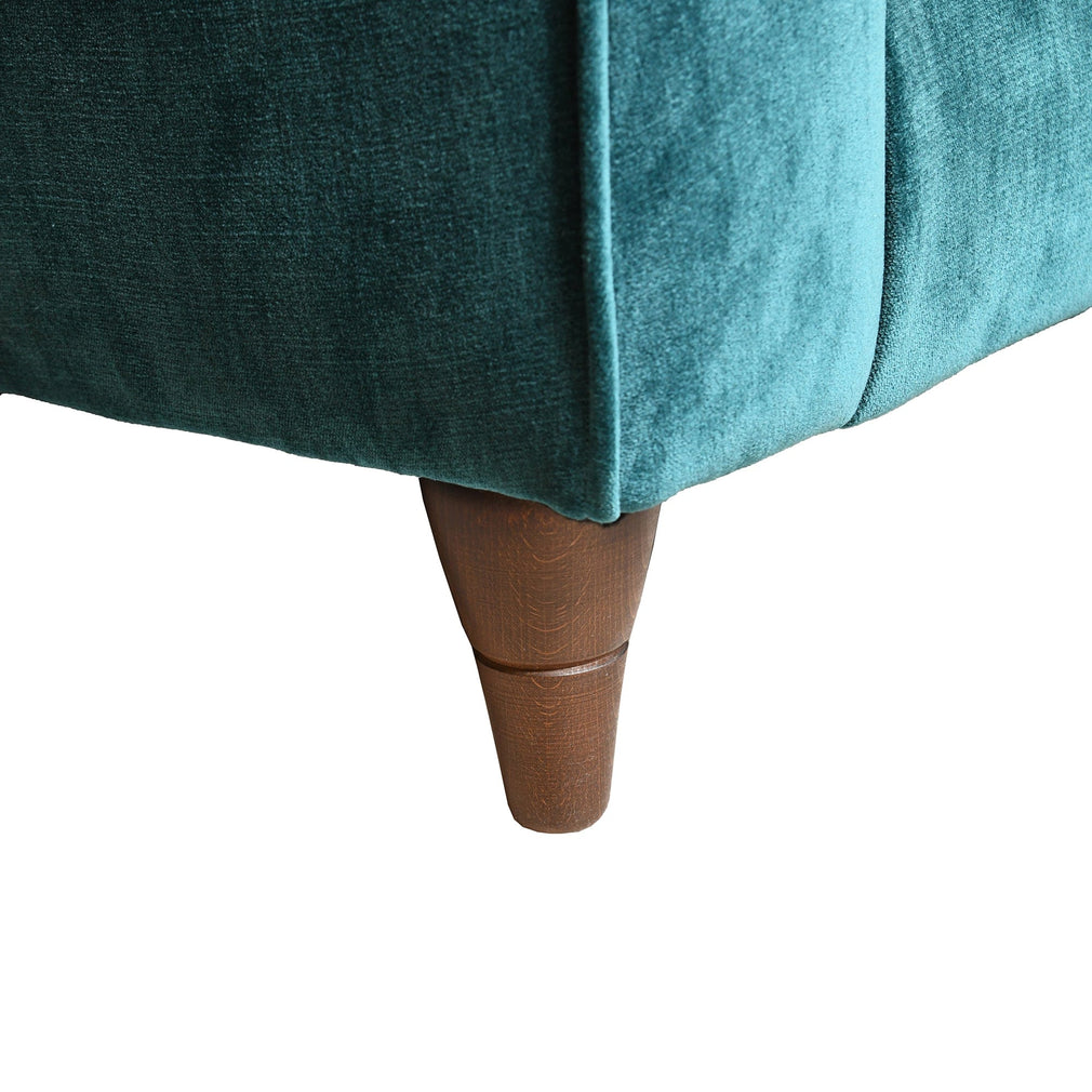 3 Seat Sofa In Fabric Manhattan Kingfisher With Burnished Feet