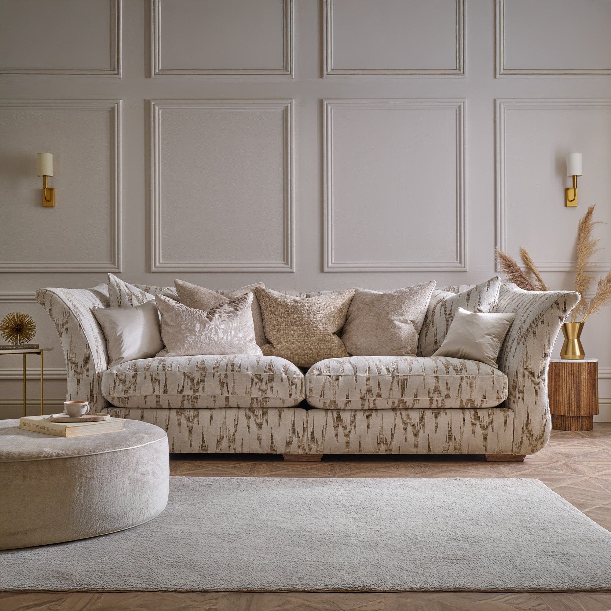 Araminta - Loveseat Pillow Back (Fibre Interior) In Fabric Rodin Combo