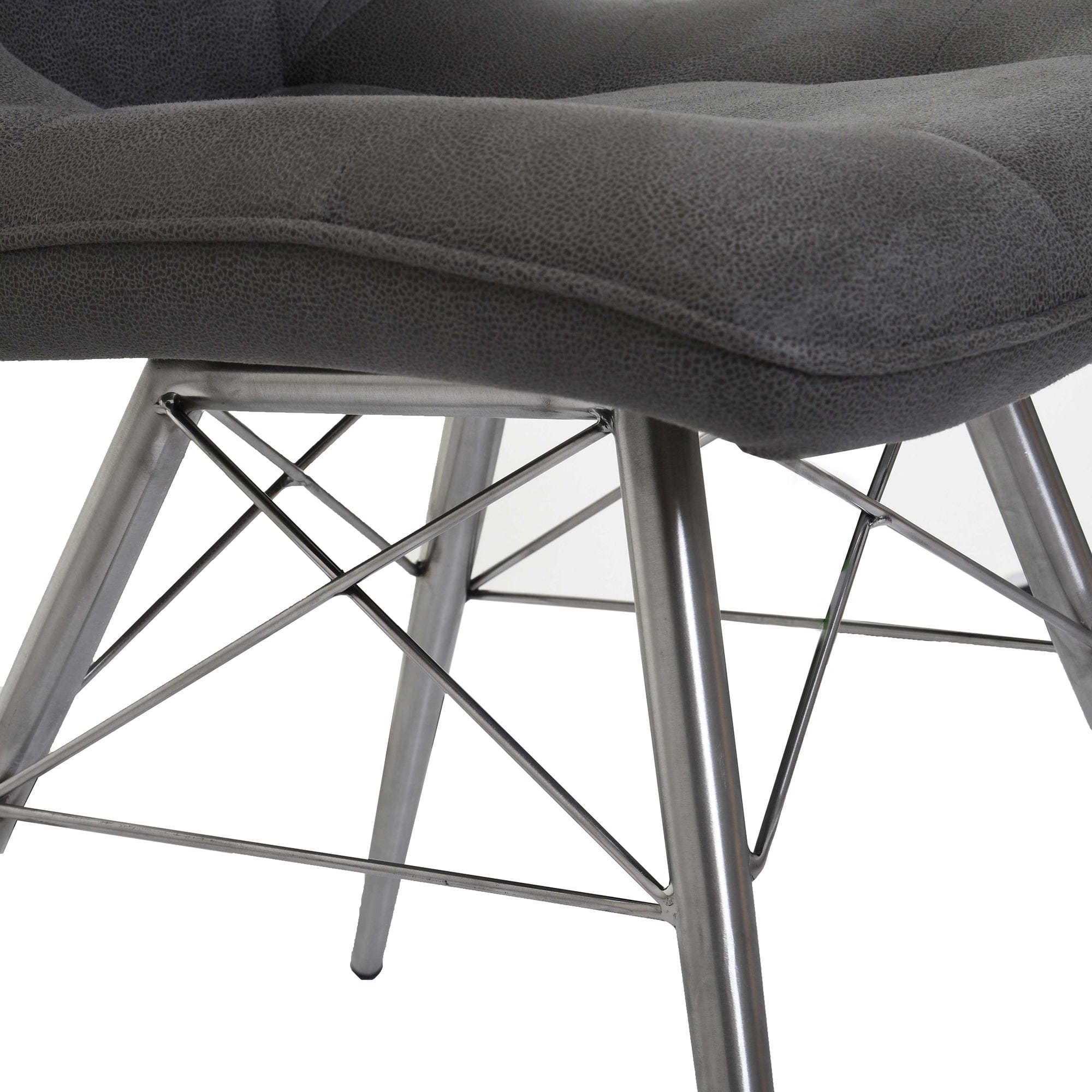 Aston - Dining Chair In Grey Fabric Brushed Stainless Steel Frame