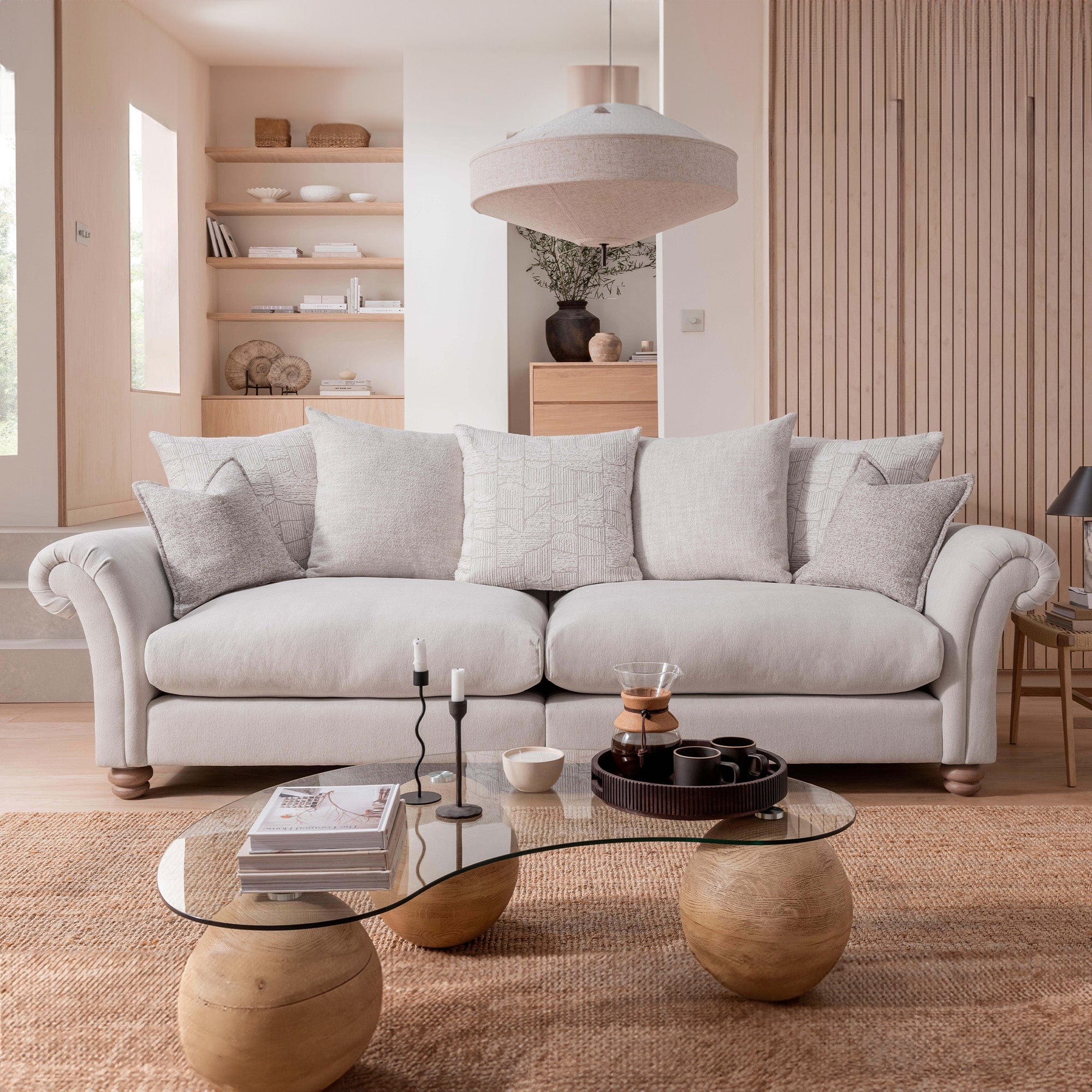 Beverley Hills - Extra Large Pillow Back (Split) Sofa With Fibre Interior In Fabric Grade B