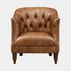 Coningsby - Accent Chair In Leather Voyager - LLS Single Malt, Brass Studs, Walnut Foot