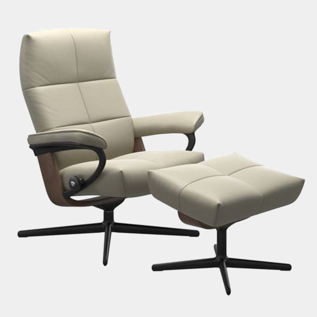 David Chair & Footstool Cross Base Leather