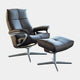 Small Chair With Footstool With Cross Base In Leather Batick