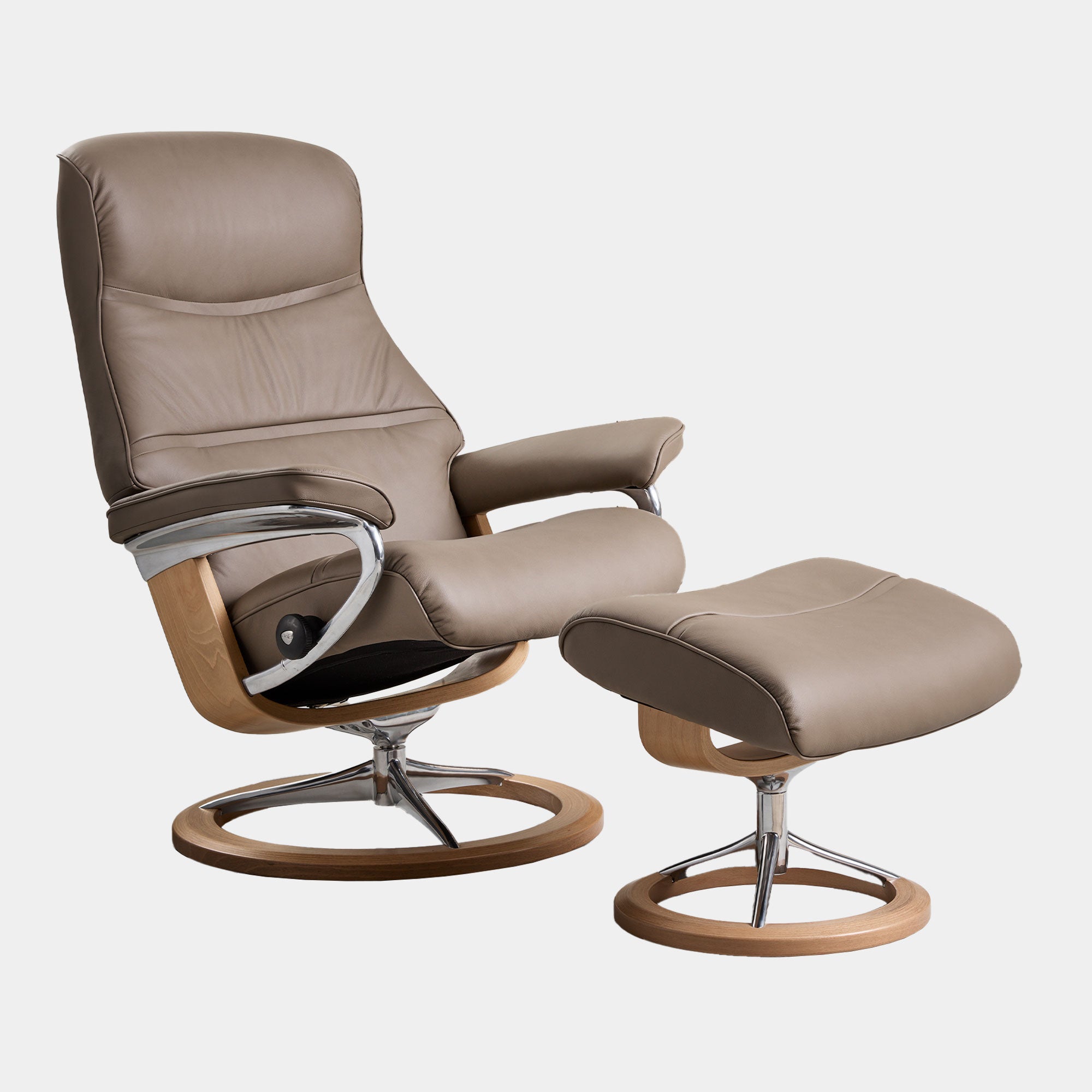 Philip - Medium Chair w/Footstool With Signature Base In Velaro Leather