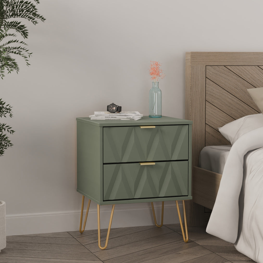 2 Drawer Bedside MM/MM Mushroom Front + Base
