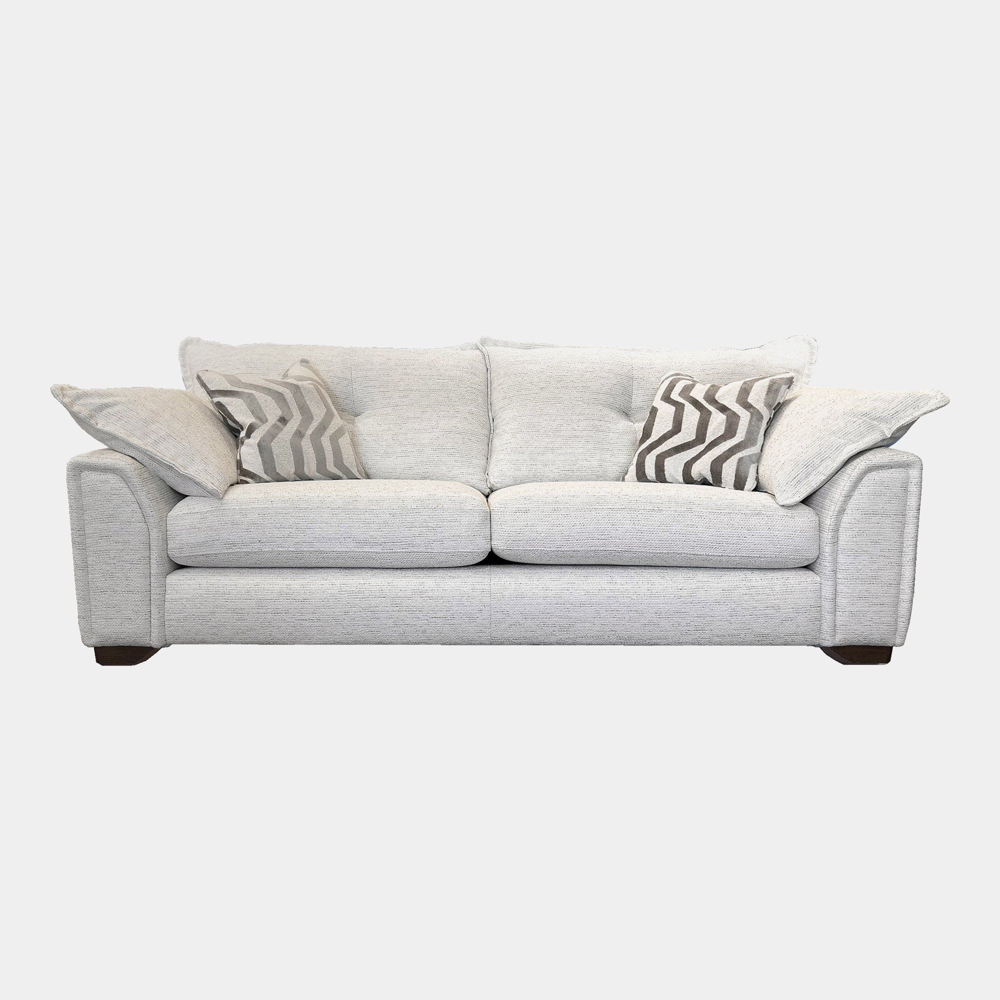 2.5 Seat Sofa In Fabric Avana Cream, x2 Scatters In Redoma Stone, Smoke Wood Foot