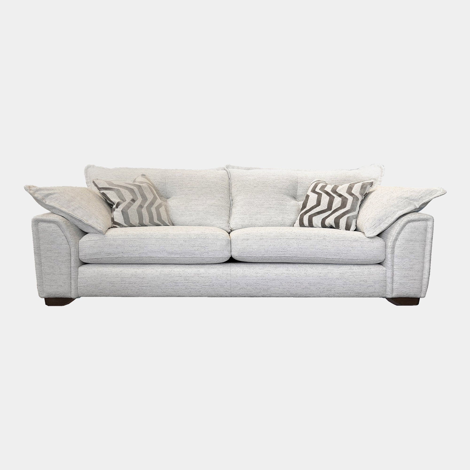 3 Seat Sofa In Fabric Avana Cream, x2 Scatters In Redoma Stone, Smoke Wood Foot