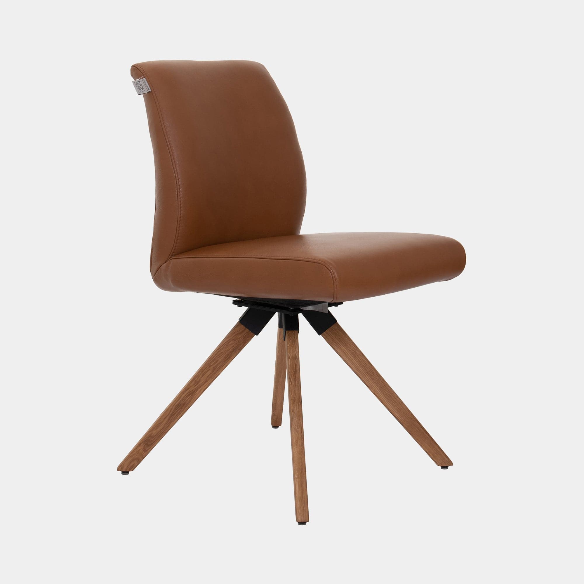 Chair With E01 Oiled Oak 'C' Leg In 376 Light Cognac Leather