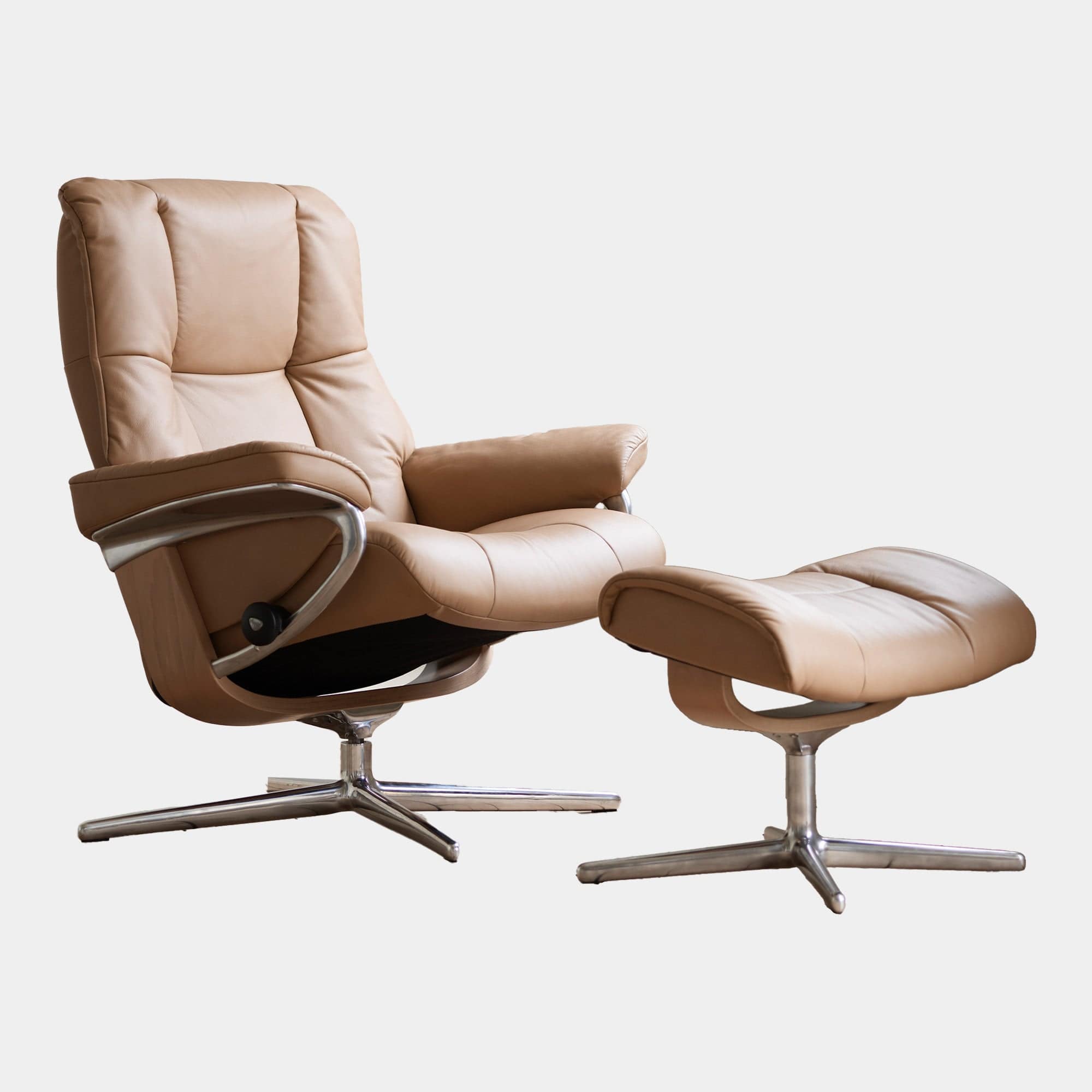 Mayfair Large - Chair Cross Base With Footstool In Leather Paloma