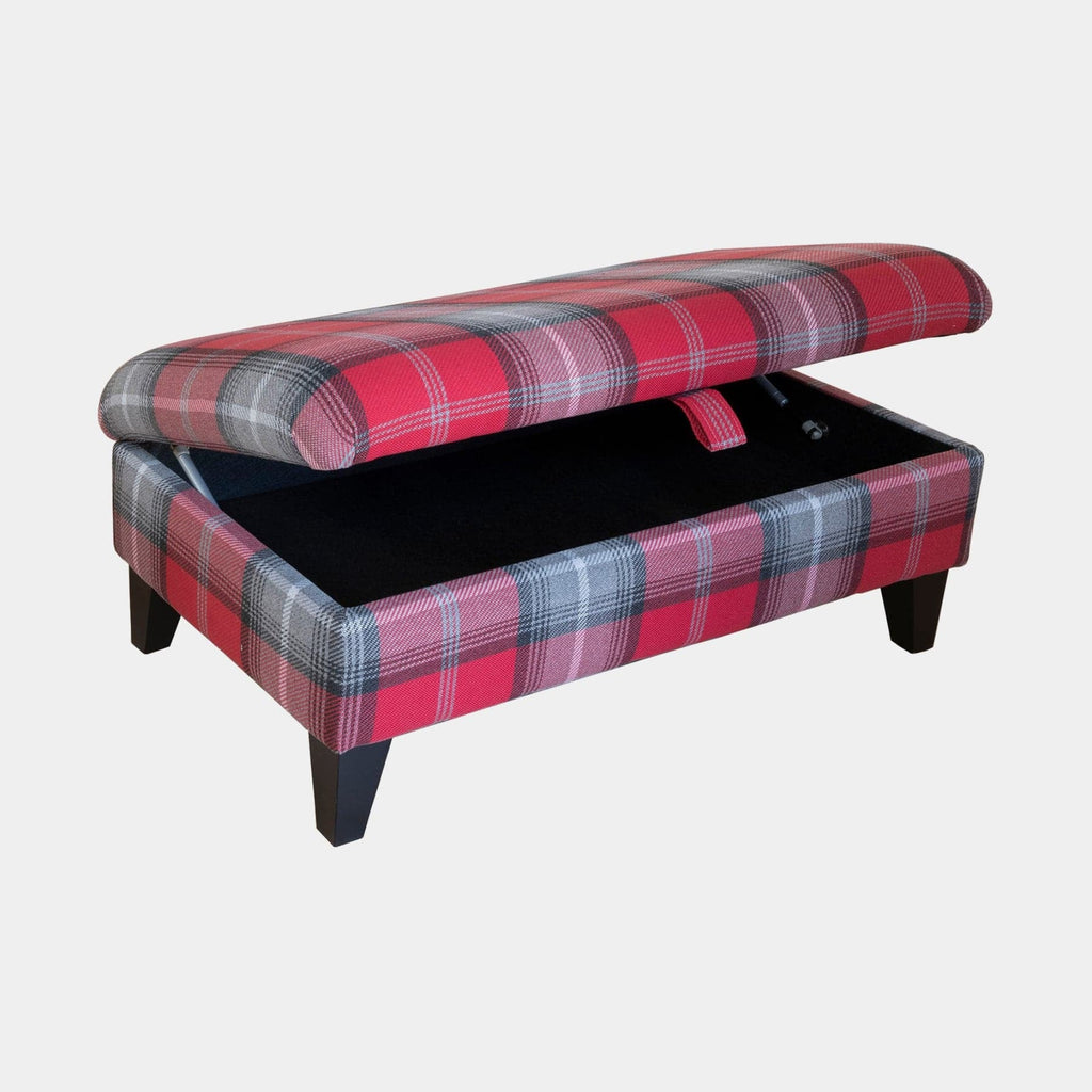 Mabel Plaid Storage Ottoman Footstool Fabric