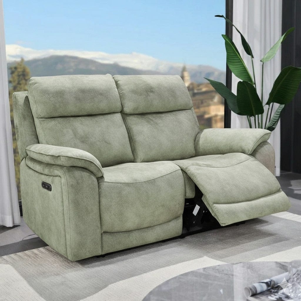 2 Seat Sofa With Power Recliner In Fabric Grade F6 Marble Charcoal Grey 18175