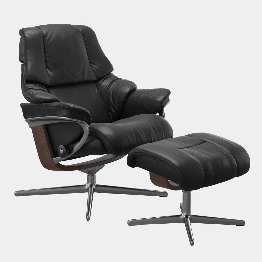 Stressless Reno - Chair & Stool With Cross Base, Leather