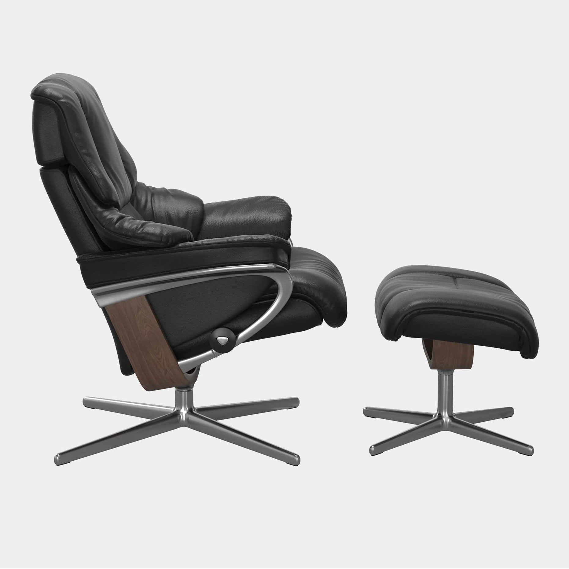 Stressless Reno - Chair & Stool With Cross Base, Leather