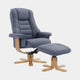Royale - Swivel Recliner Chair & Footstool, Leather Petrol Blue