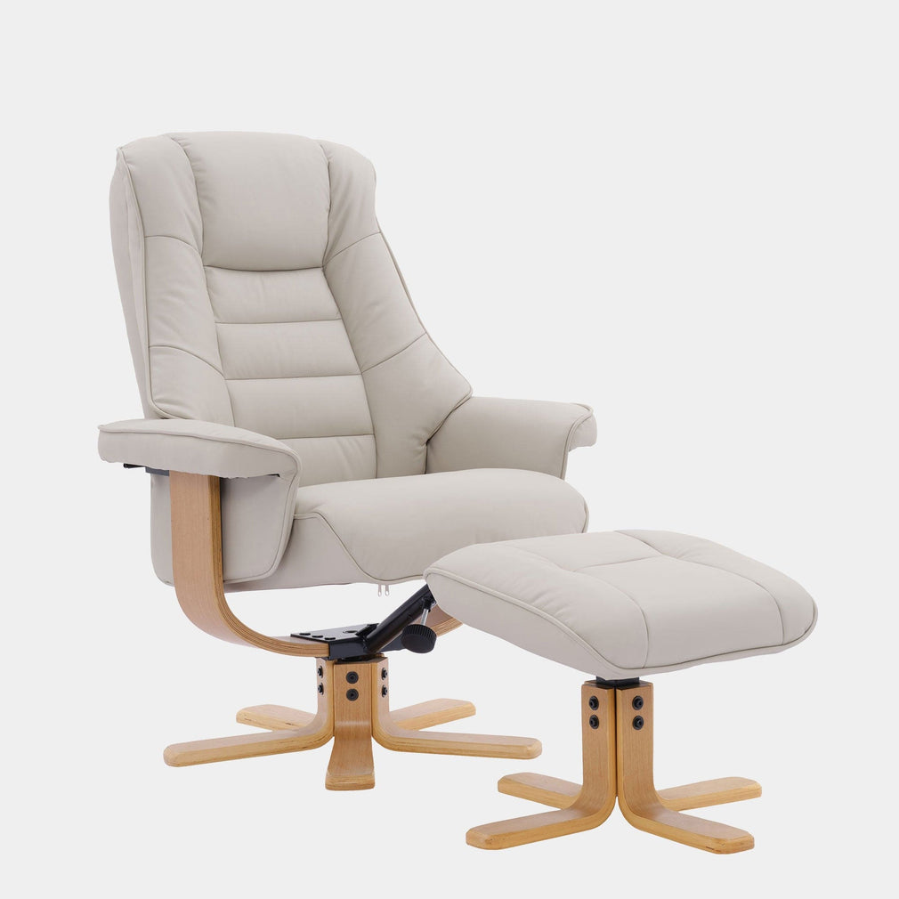 Royale - Swivel Recliner Chair & Footstool, Leather Mushroom