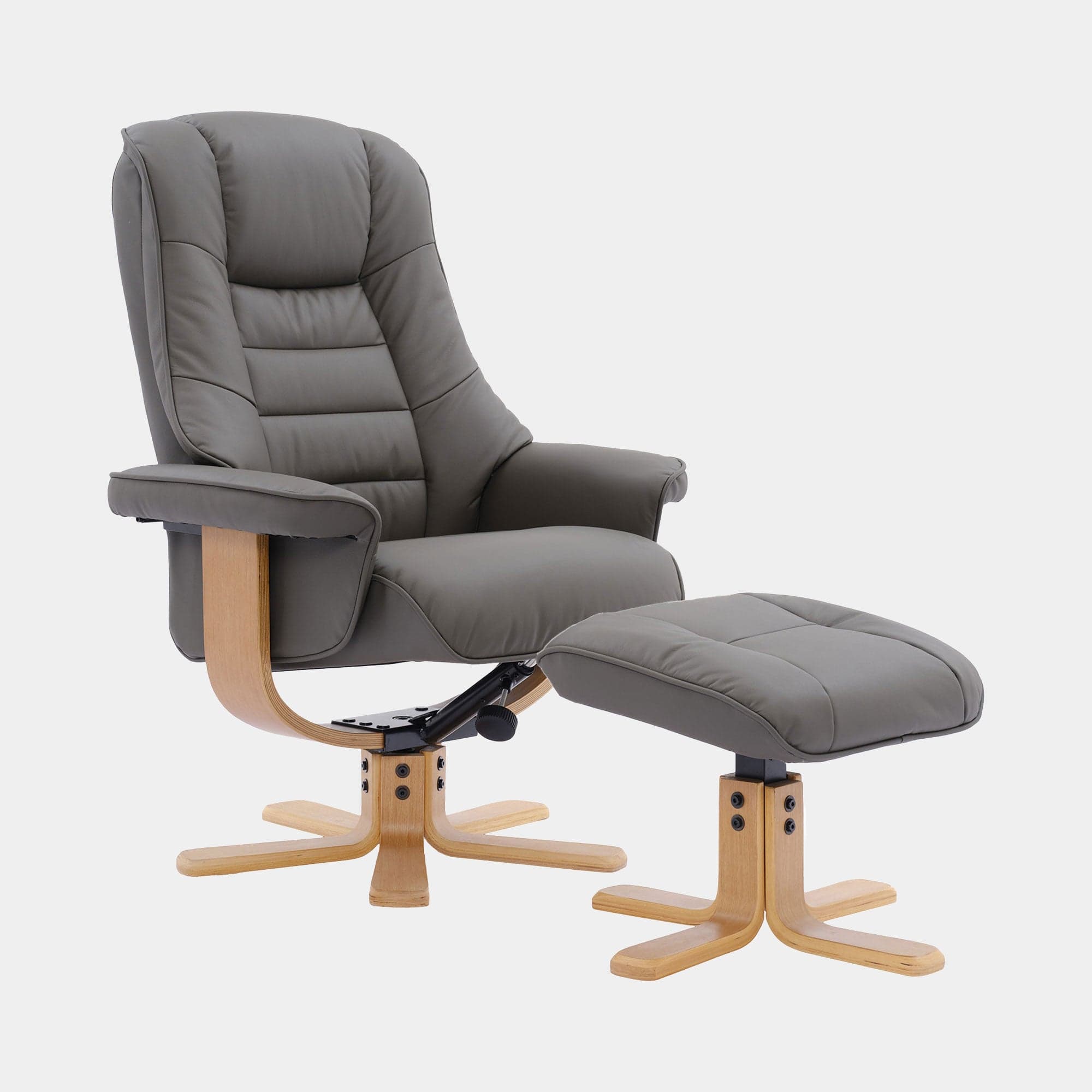 Royale - Swivel Recliner Chair & Footstool In Leather Match Cinder