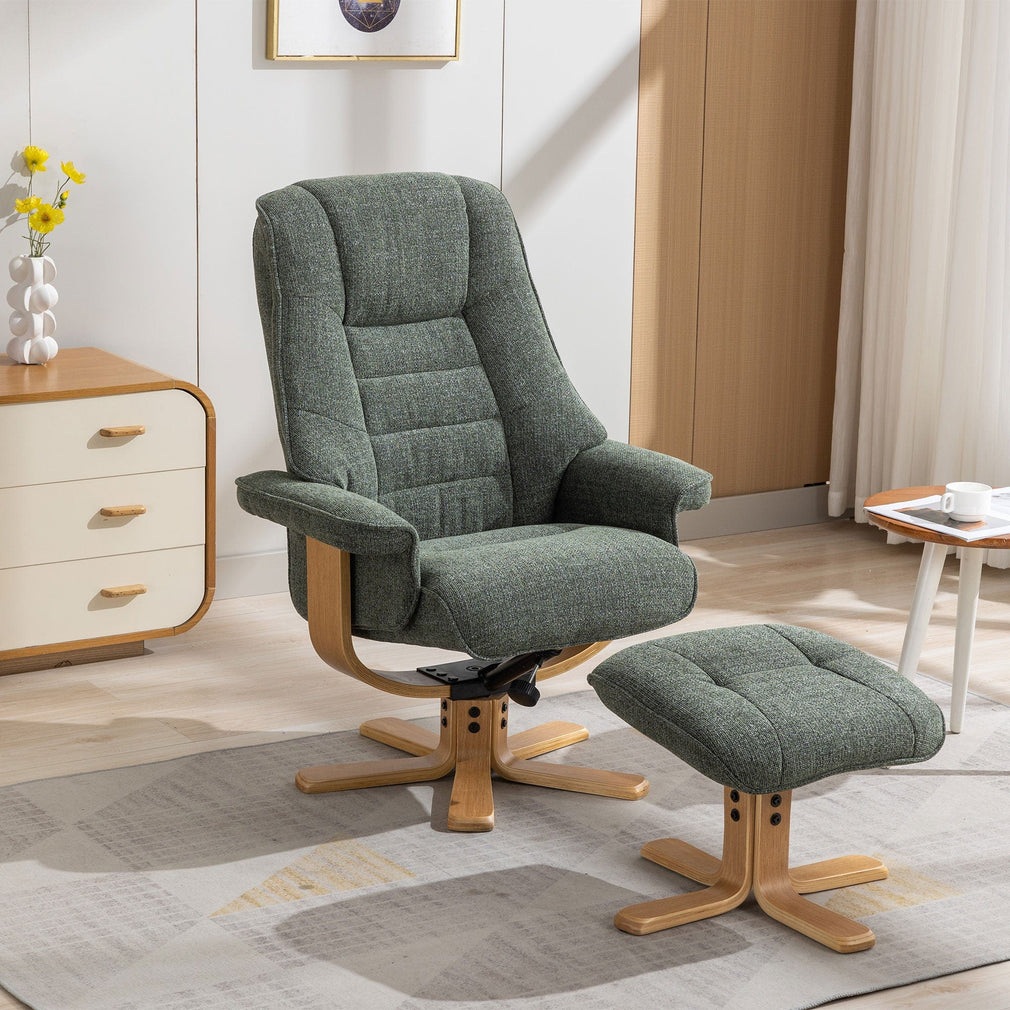 Royale - Swivel Recliner Chair & Footstool, Fabric