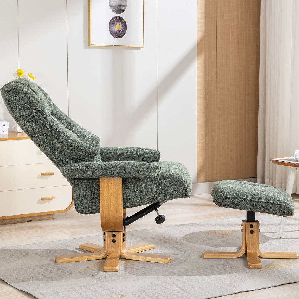 Royale - Swivel Recliner Chair & Footstool, Fabric