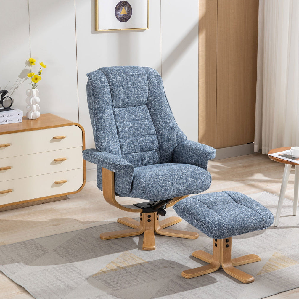 Royale - Swivel Recliner Chair & Footstool, Fabric