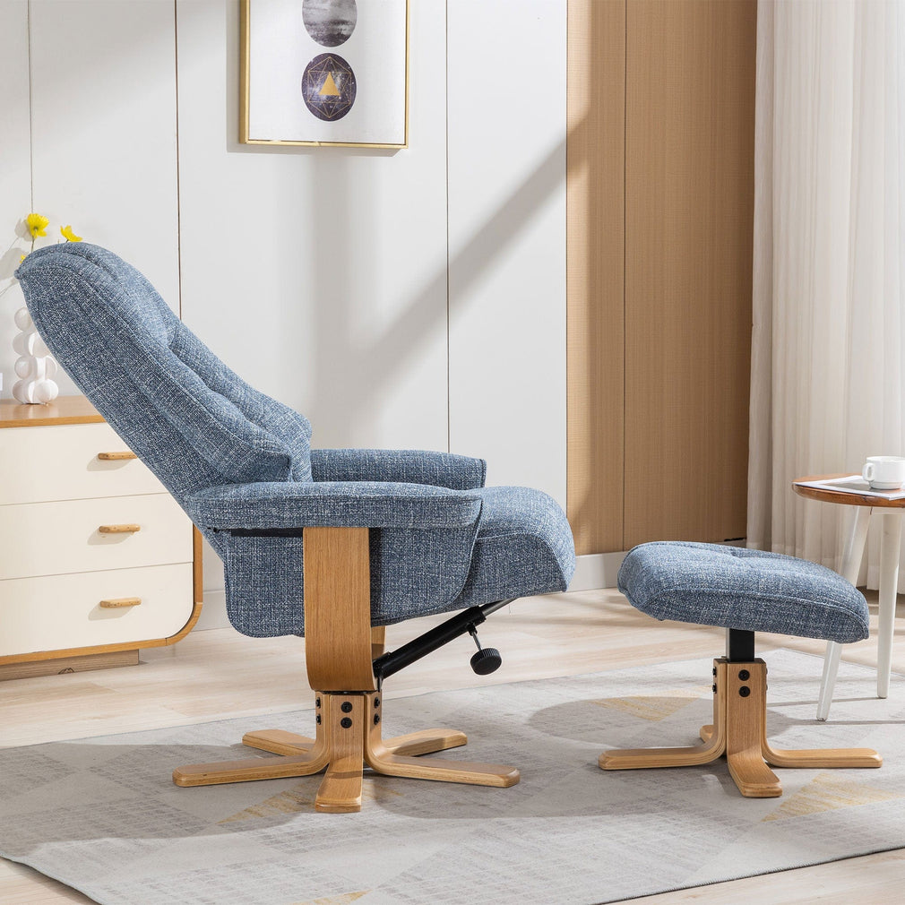 Royale - Swivel Recliner Chair & Footstool, Fabric