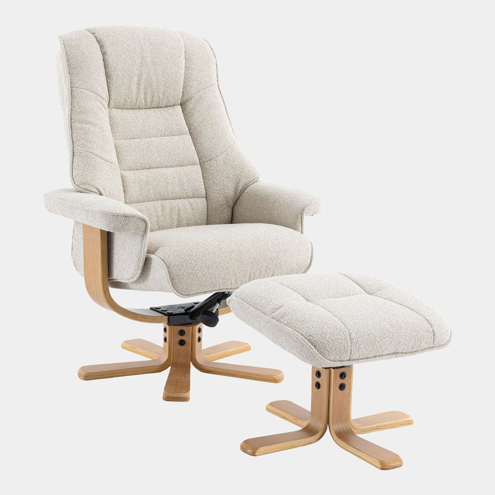Royale - Swivel Recliner Chair & Footstool, Fabric Hessian