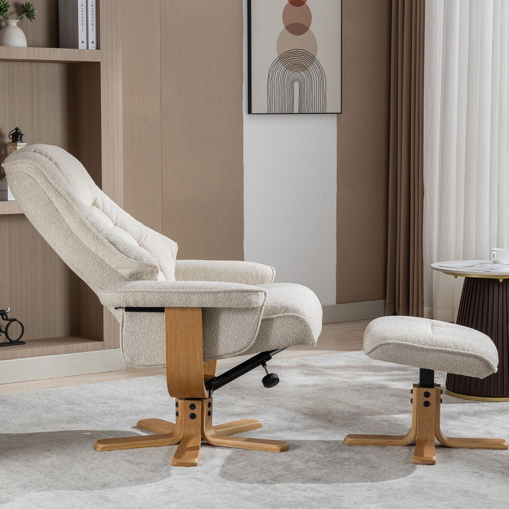 Royale - Swivel Recliner Chair & Footstool, Fabric