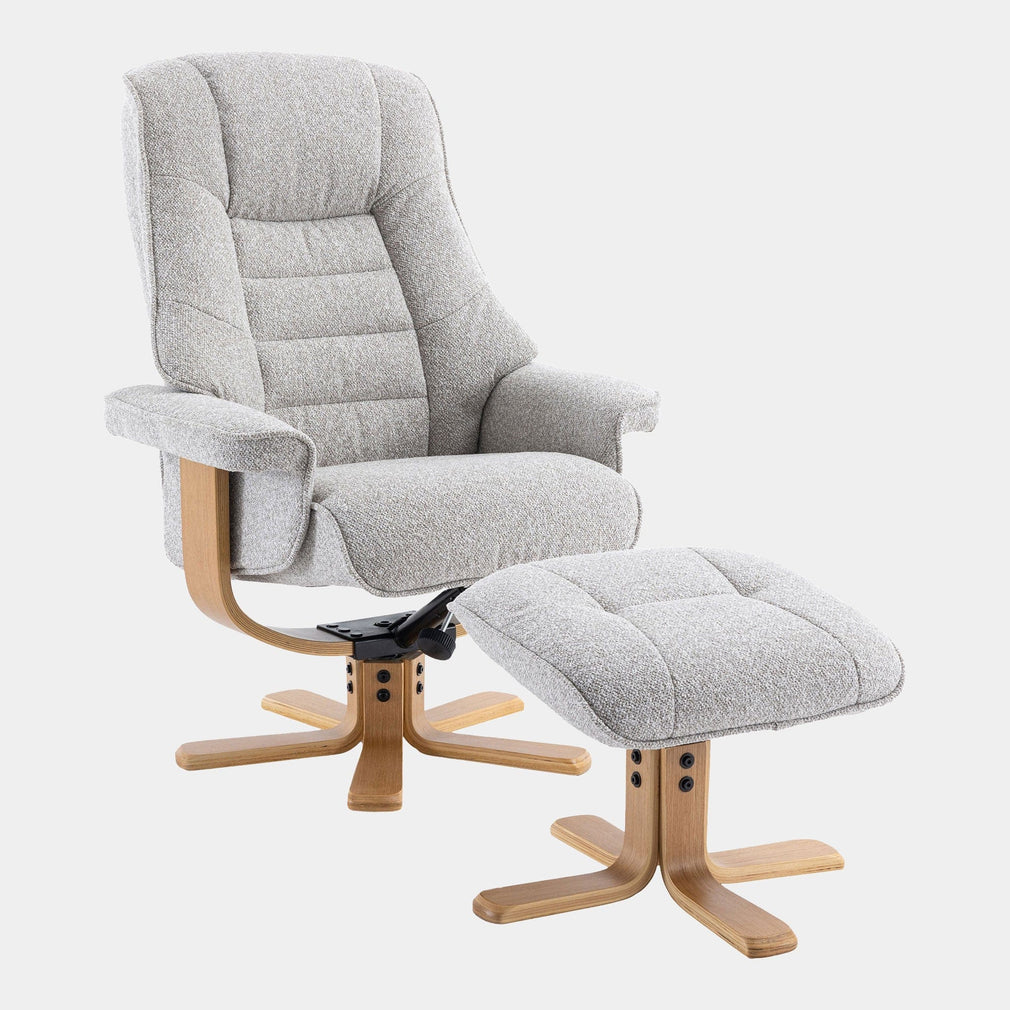 Royale - Swivel Recliner Chair & Footstool, Fabric Greige