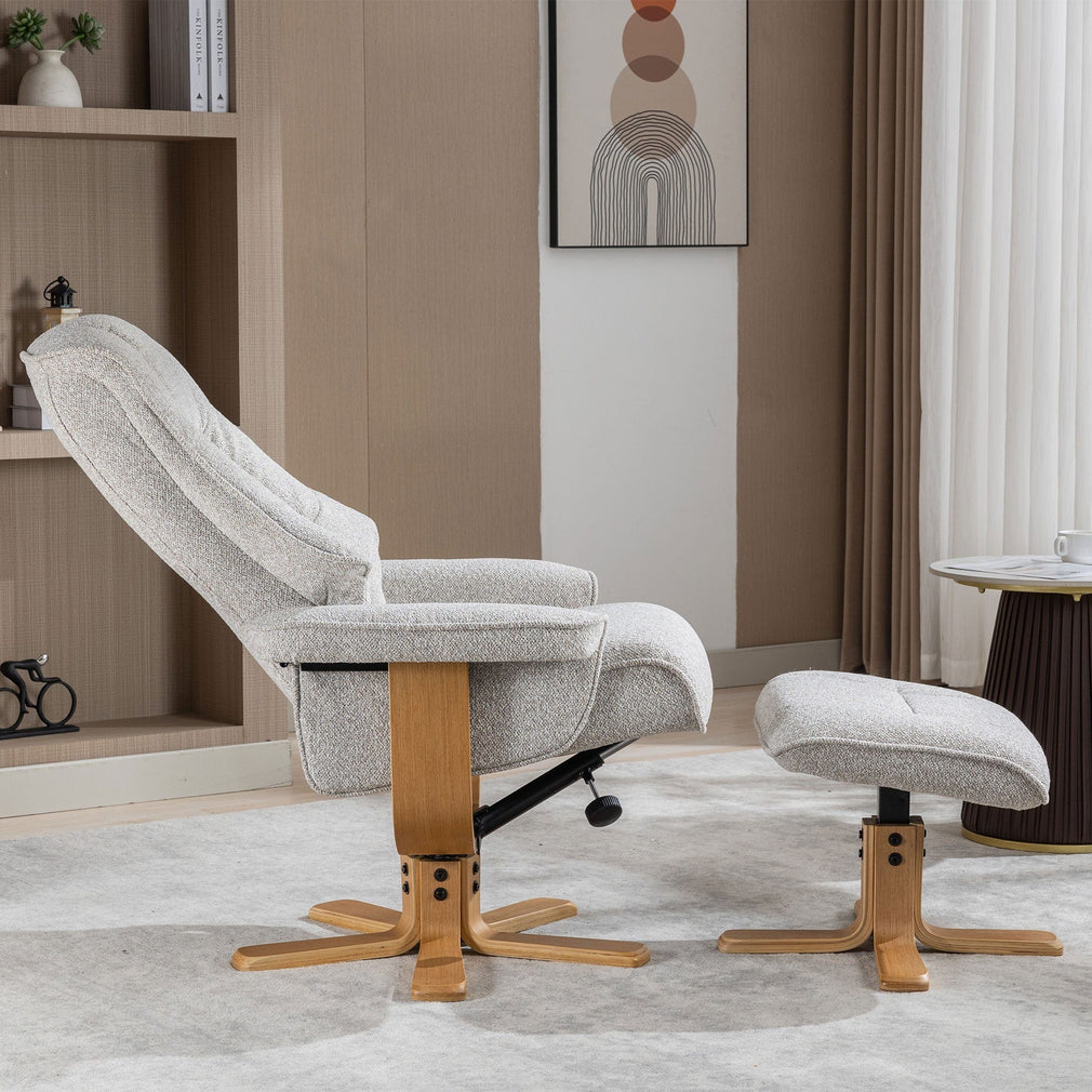 Royale - Swivel Recliner Chair & Footstool, Fabric