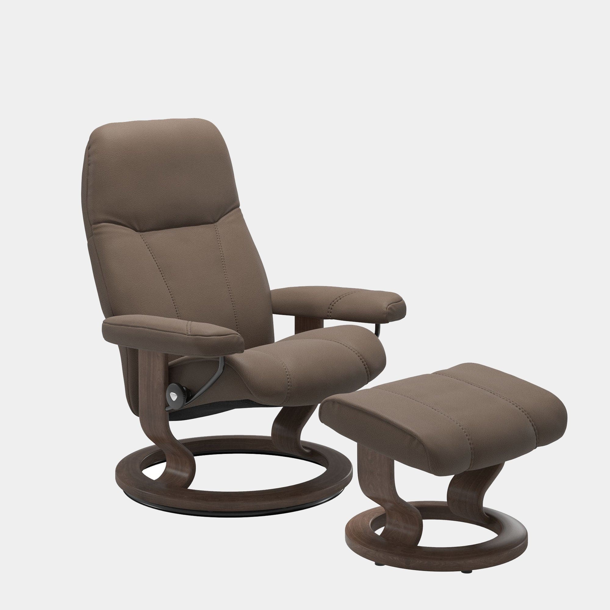 Chair & Stool Small Batick Mole Leather - Walnut Wood Finish
