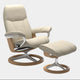 Stressless Consul - Armchair & Stool, Signature Leather Batick Cream Leather With Oak Finish Frame