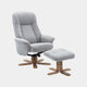 Swivel Chair With Footstool In Fabric Lille Cloud With Mid Oak Base