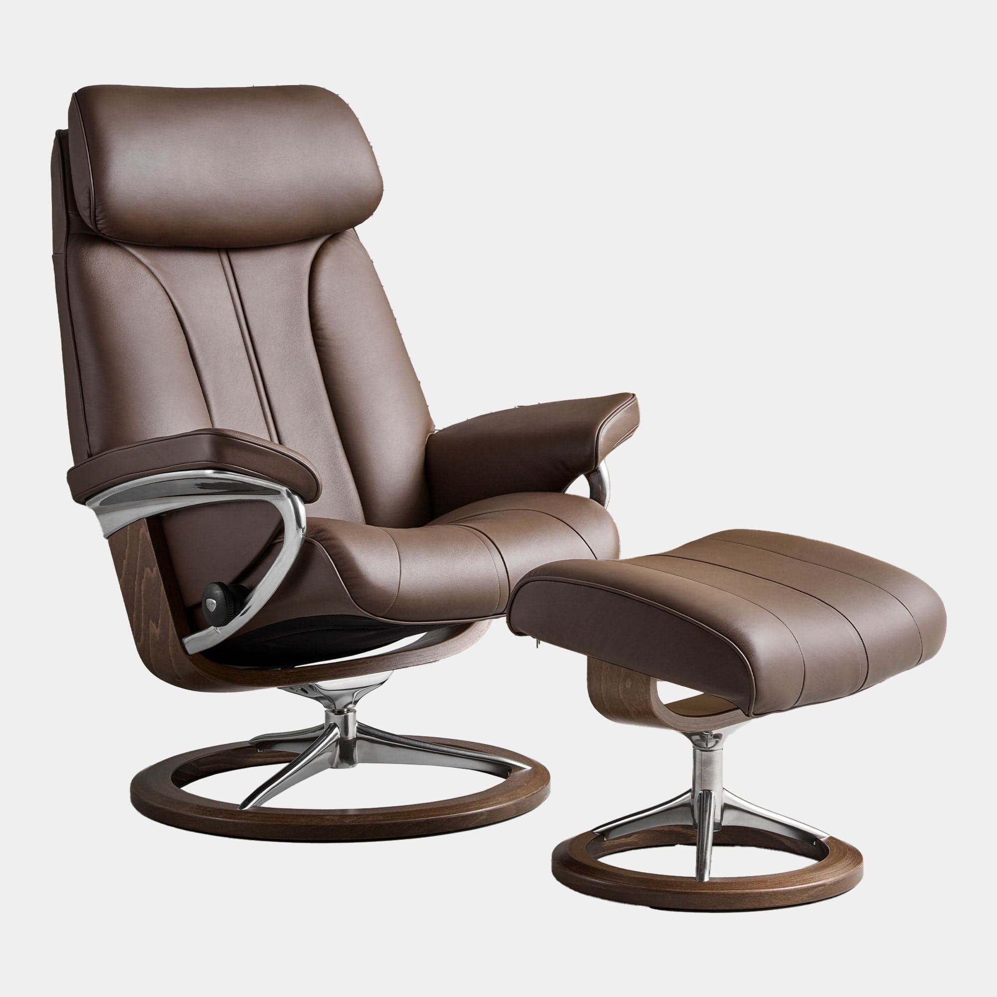 Stressless Paul - Velaro Leather Chair With Footstool & Signature Base Medium