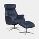 Senator - Swivel Recliner Chair & Footstool In Leather With Chrome Base Match Navy