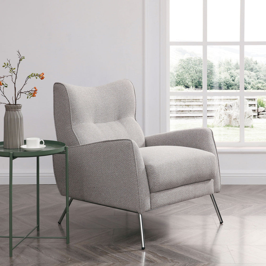Accent Chair In Fabric Helio Jacquard Grey Multi