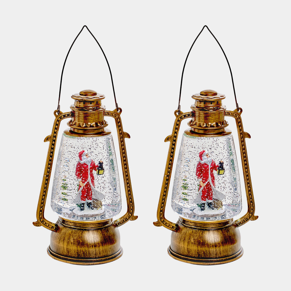 Santa Snow Globe Lanterns Set of 2 – Christmas LED Water Spinners