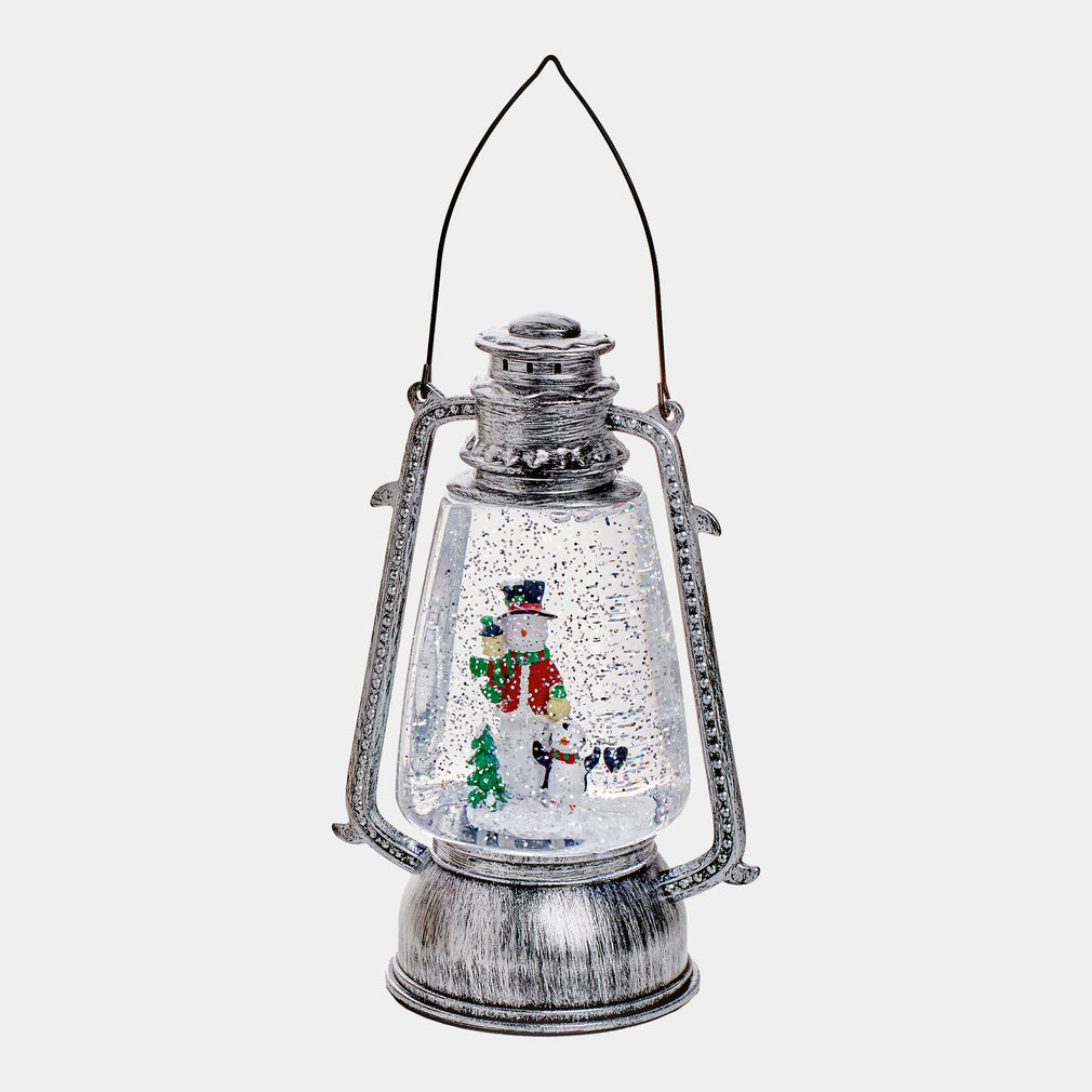 Snowman Snow Globe Lanterns Set of 2 – Christmas LED Water Spinners