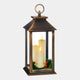 Bronze LED Christmas Lanterns & Flickering Candles - Set of 2 Indoor Festive Decorations