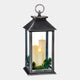 Silver LED Christmas Lanterns & Flickering Candles - Set of 2 Indoor Festive Decoration