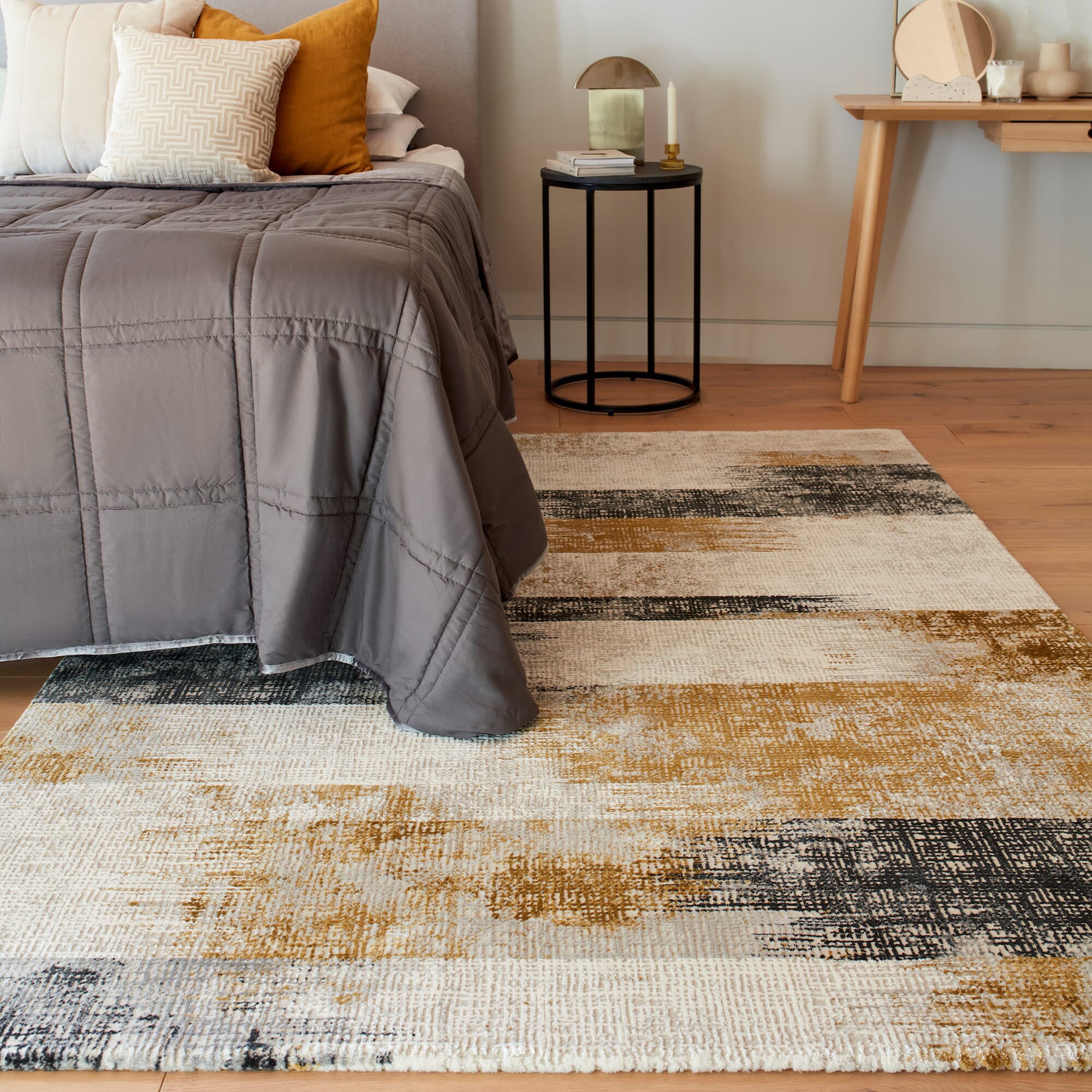 Kuza Gold - Patterned Rug, 200cm x 290cm
