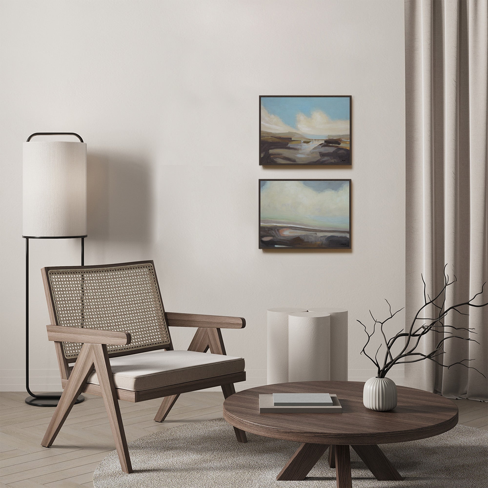 Inver - Blue Framed Canvas by Charlene Lynch, Set of 2