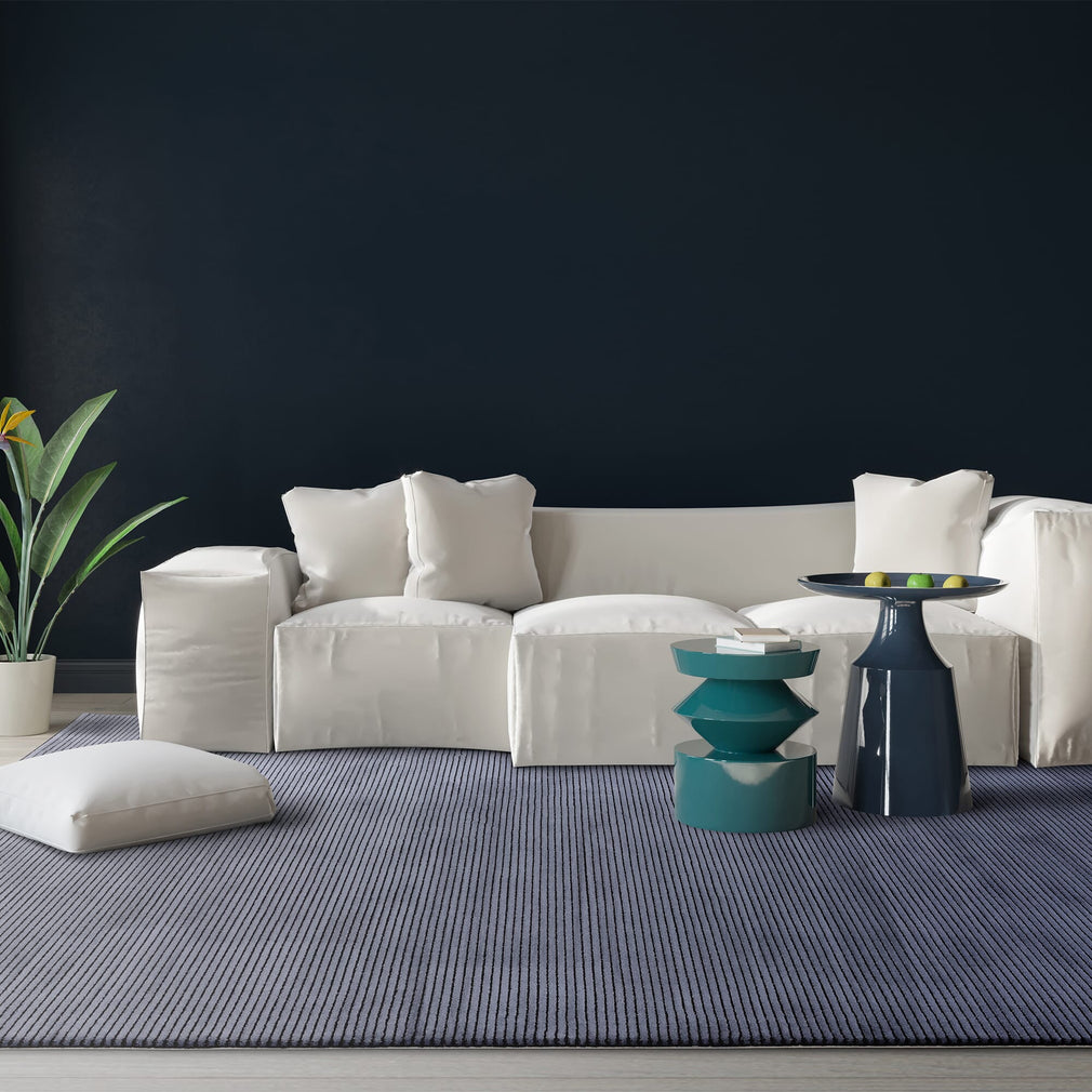 Kuza - Striped Rug, Navy